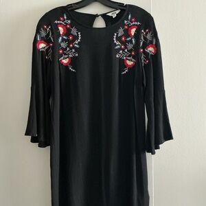 Jack by BB Dakota Black Dress with Floral Embroidery